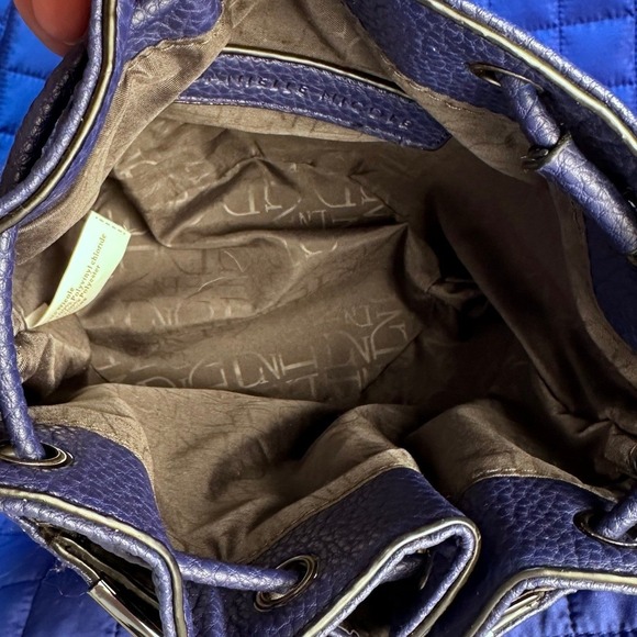 Danielle Nicole Blue Pebble Vegan PU Lthr Mini Drawstring Bucket Crossbody Bag - Picture 7 of 13